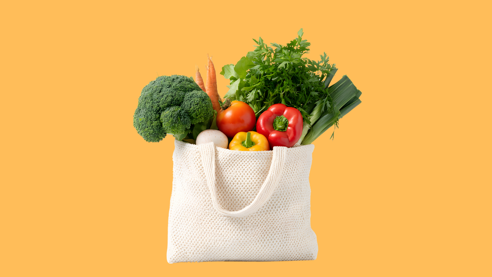 Bolsa con alimentos saludables